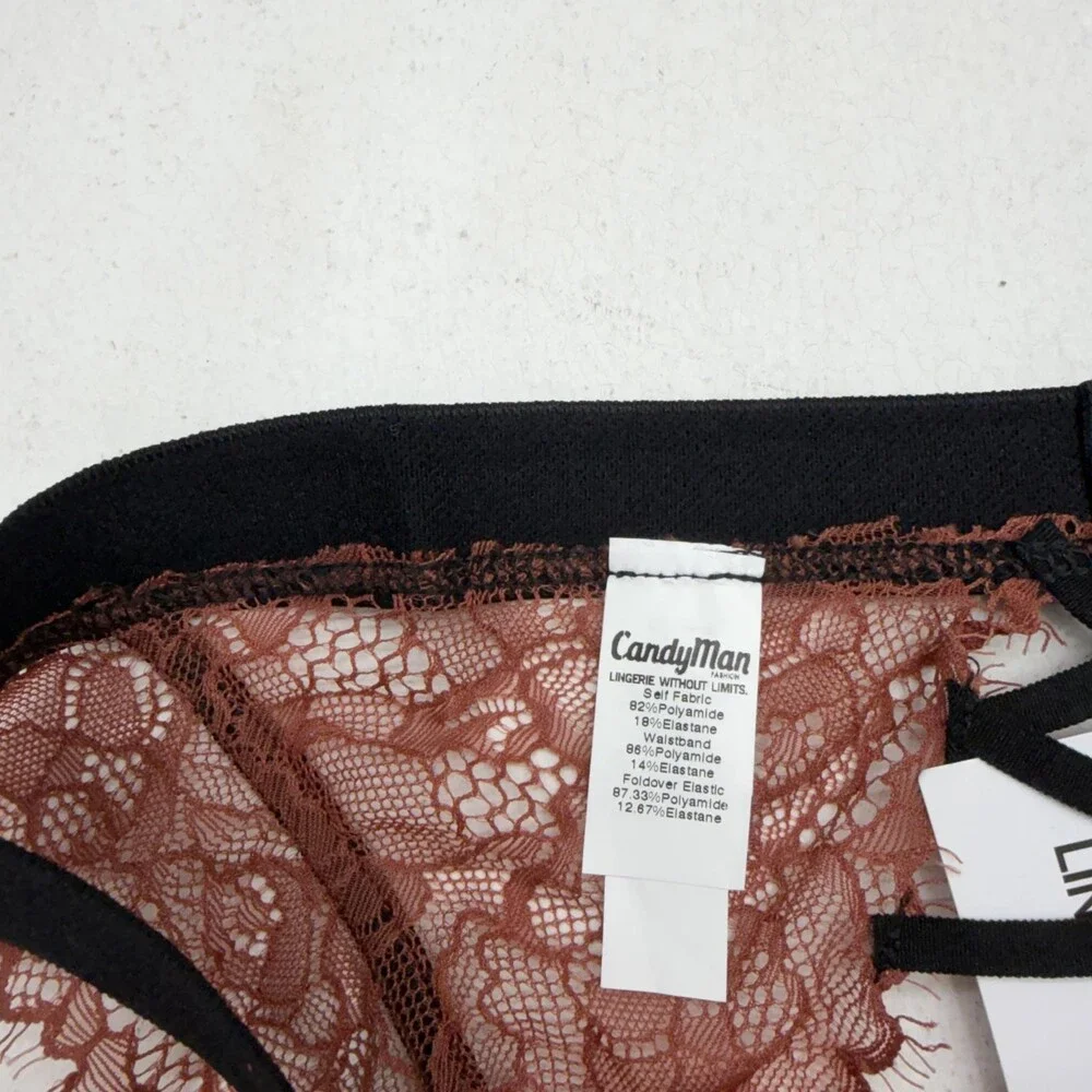Candyman Jockstrap Mens Small Red Lace Floral Sheer Stretch Underwear 39653